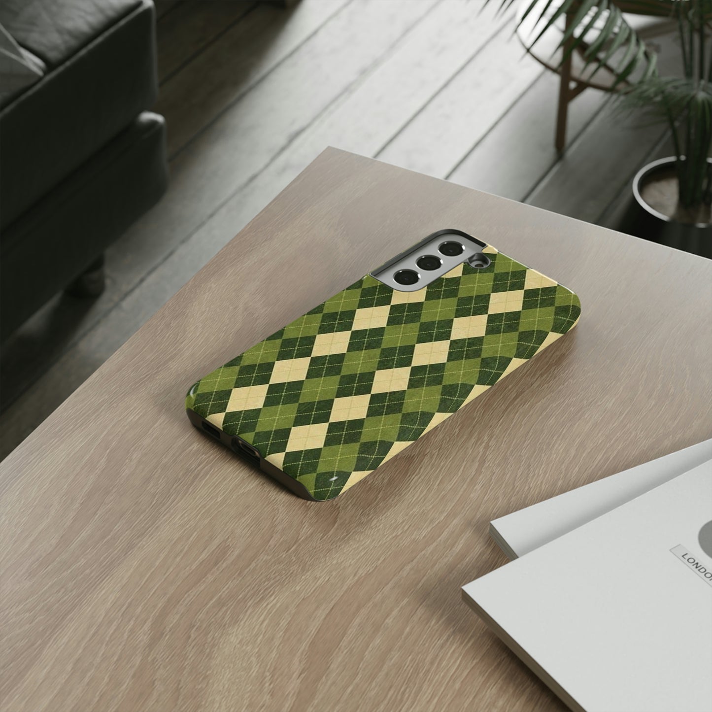 Green plaid sweater phone case/ for Samsung & Google phone/ plaid collection/ Tough Phone Cases