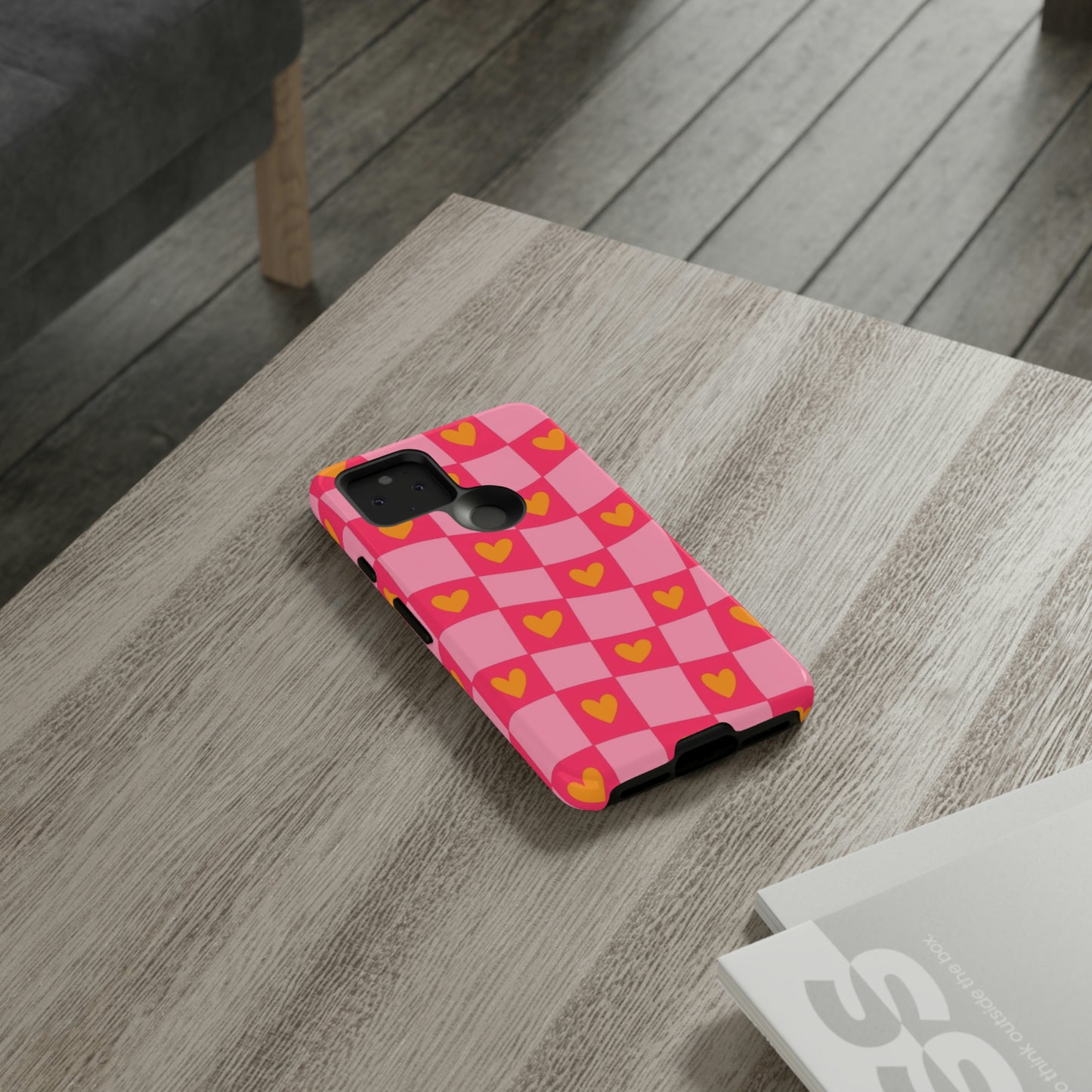 Checkered hearts phone case / for Samsung & Google phones/ heart collection /Tough Cases