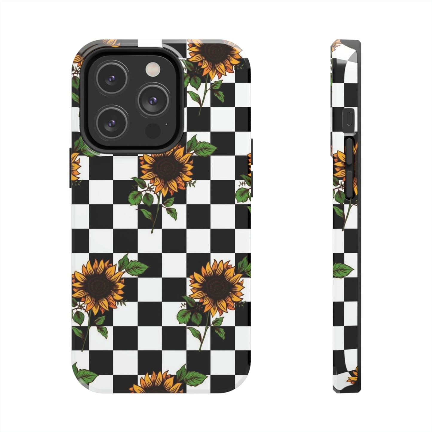 Checkered Sunflower phone case/ for iPhone  /Floral collection /Tough Phone Cases, Case-Mate