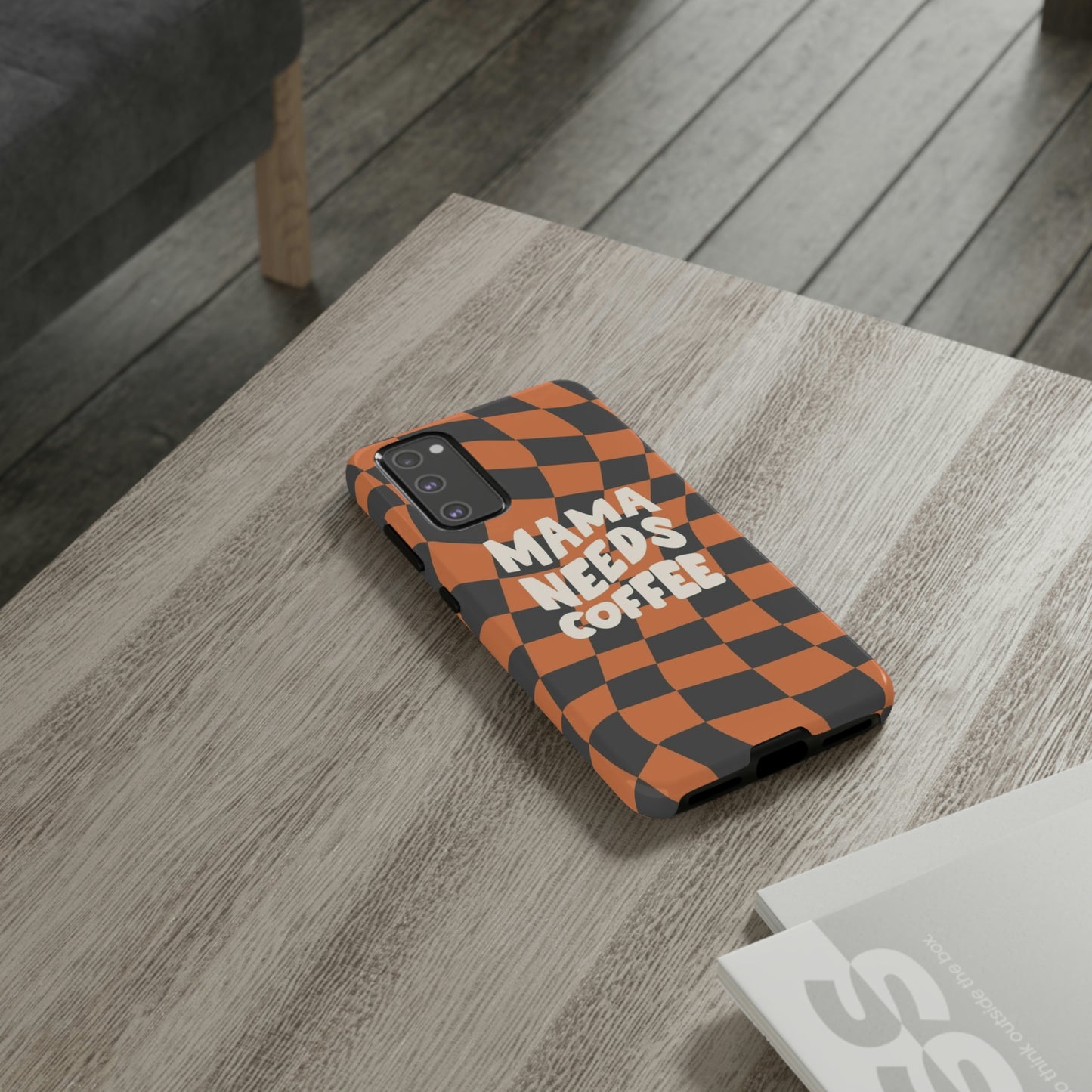 Mamma needs coffee, phone case for Samsung & Google phones, Plaid collection/Tough Cases