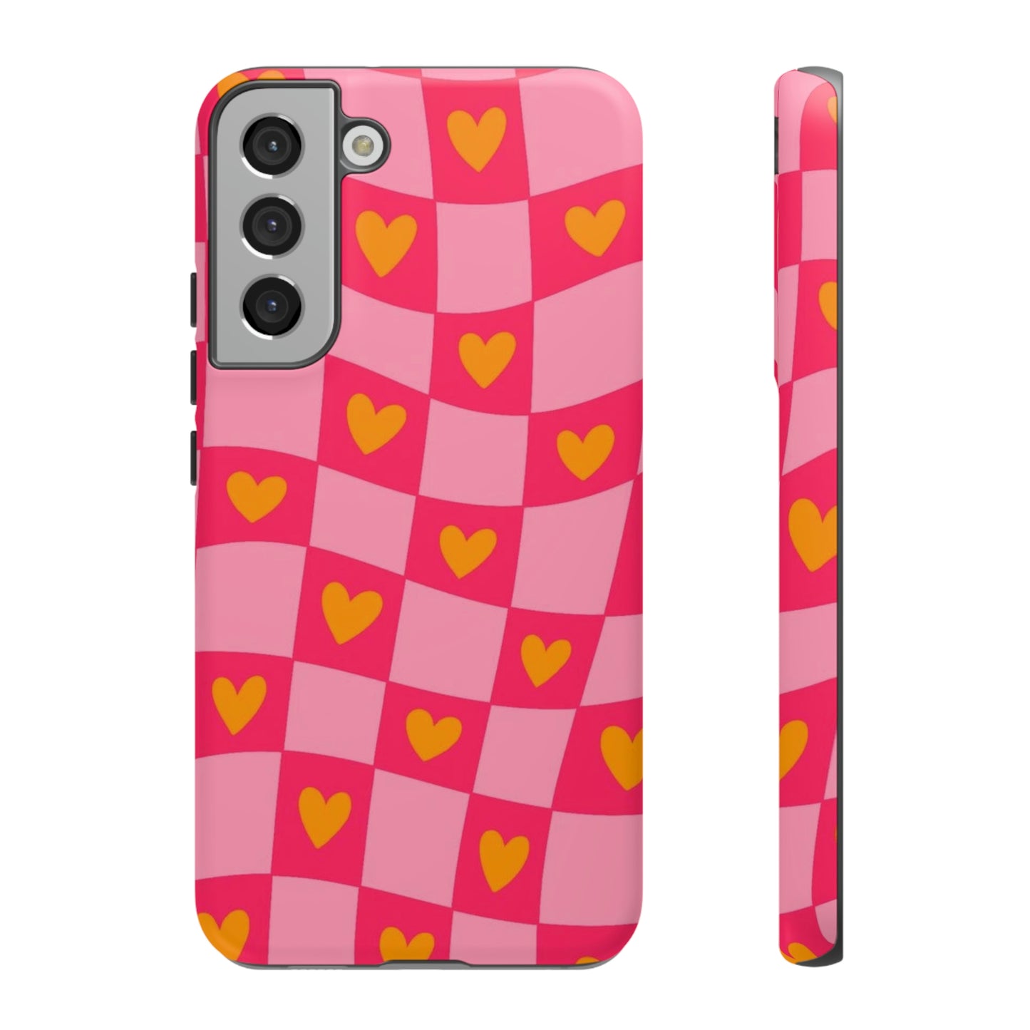 Checkered hearts phone case / for Samsung & Google phones/ heart collection /Tough Cases