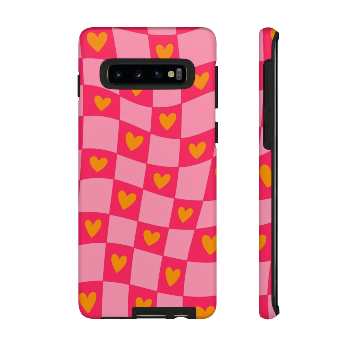 Checkered hearts phone case / for Samsung & Google phones/ heart collection /Tough Cases