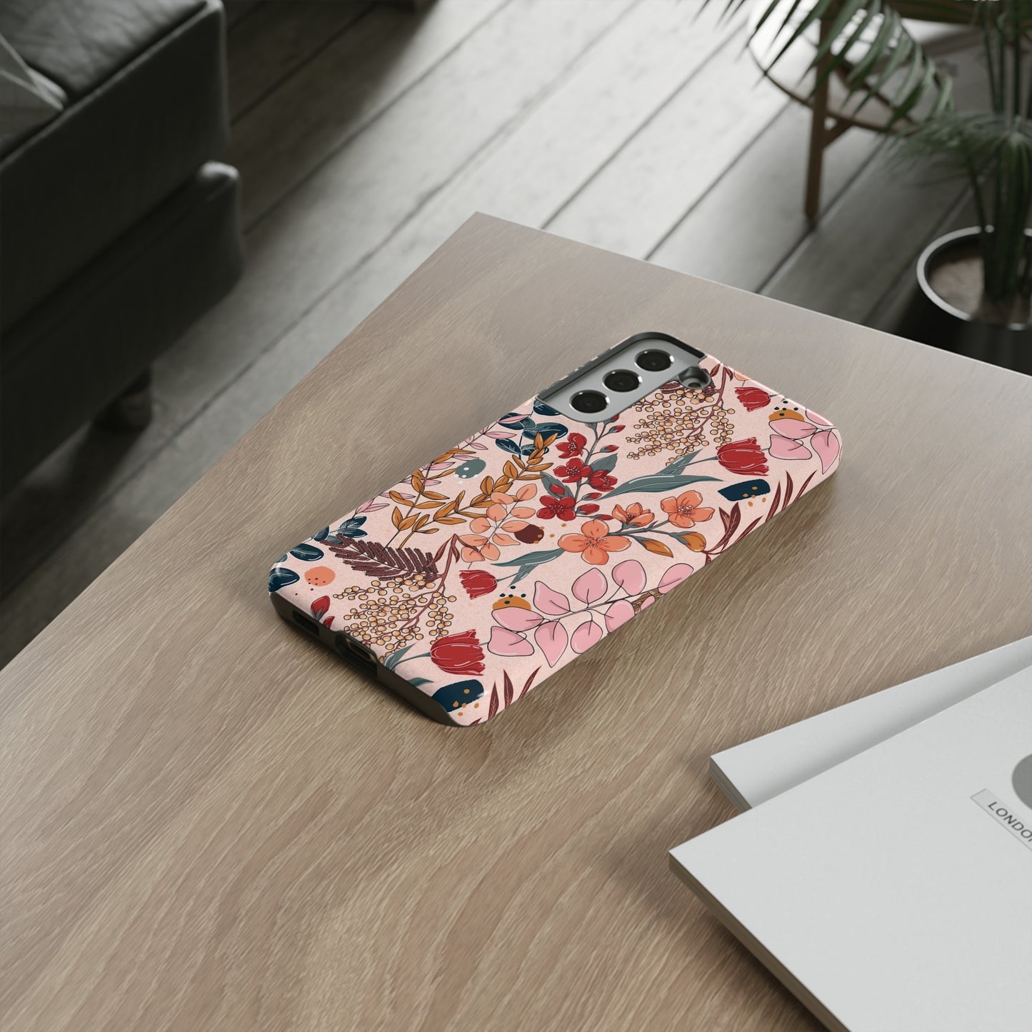 Pink Floral phone case for Samsung & Google phone/Tough Cases/ Floral Collection