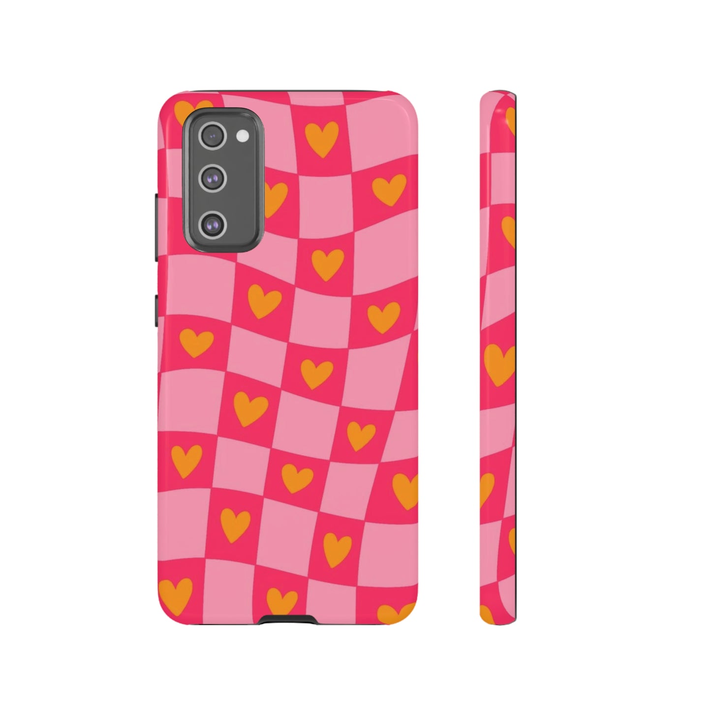 Checkered hearts phone case / for Samsung & Google phones/ heart collection /Tough Cases