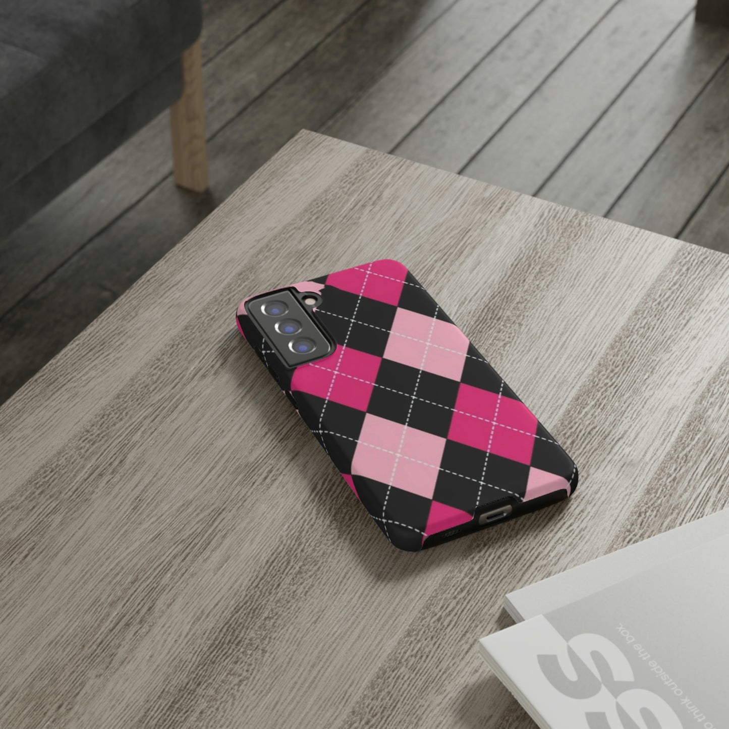 Pink Diamond phone case/ for Samsung & Google phones/ plaid collection/ Tough Phone Cases