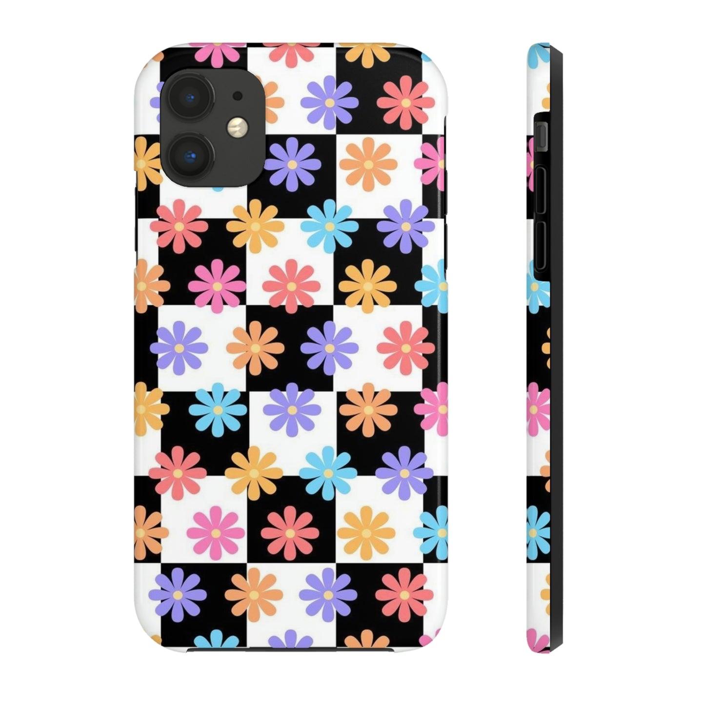 Checkered flower phone case/ for iPhone/ Floral collection /Tough Phone Cases, Case-Mate