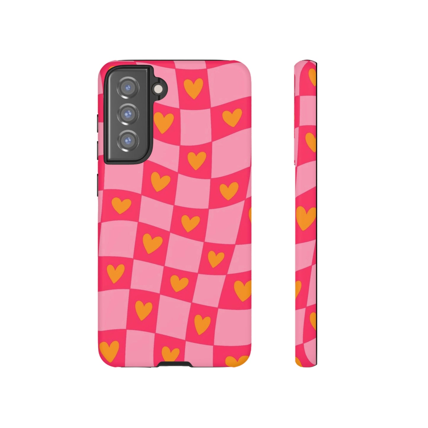 Checkered hearts phone case / for Samsung & Google phones/ heart collection /Tough Cases