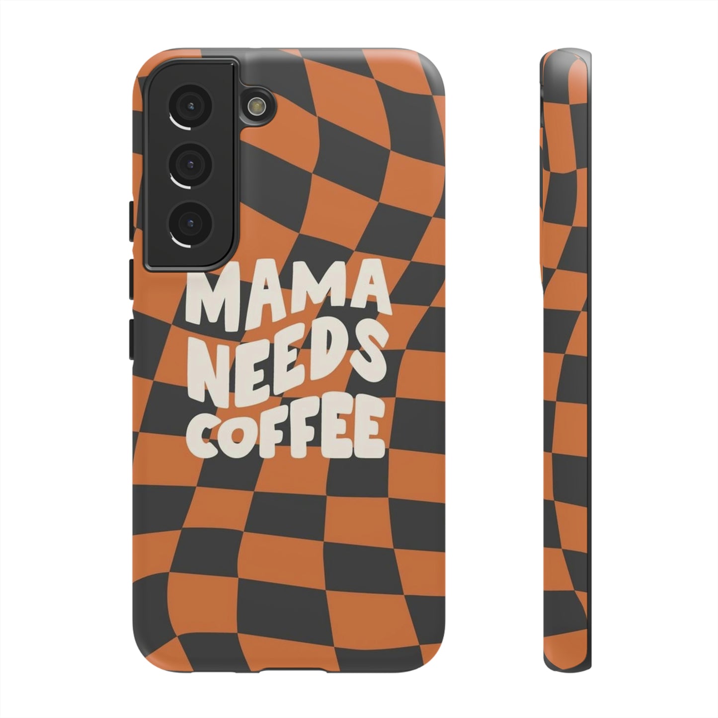 Mamma needs coffee, phone case for Samsung & Google phones, Plaid collection/Tough Cases