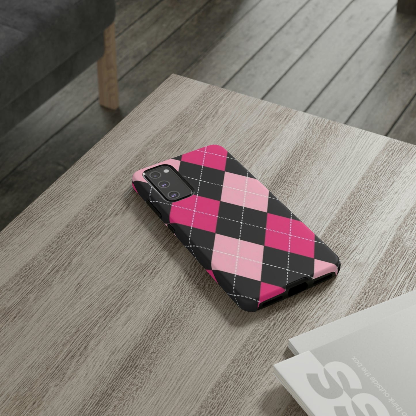 Pink Diamond phone case/ for Samsung & Google phones/ plaid collection/ Tough Phone Cases