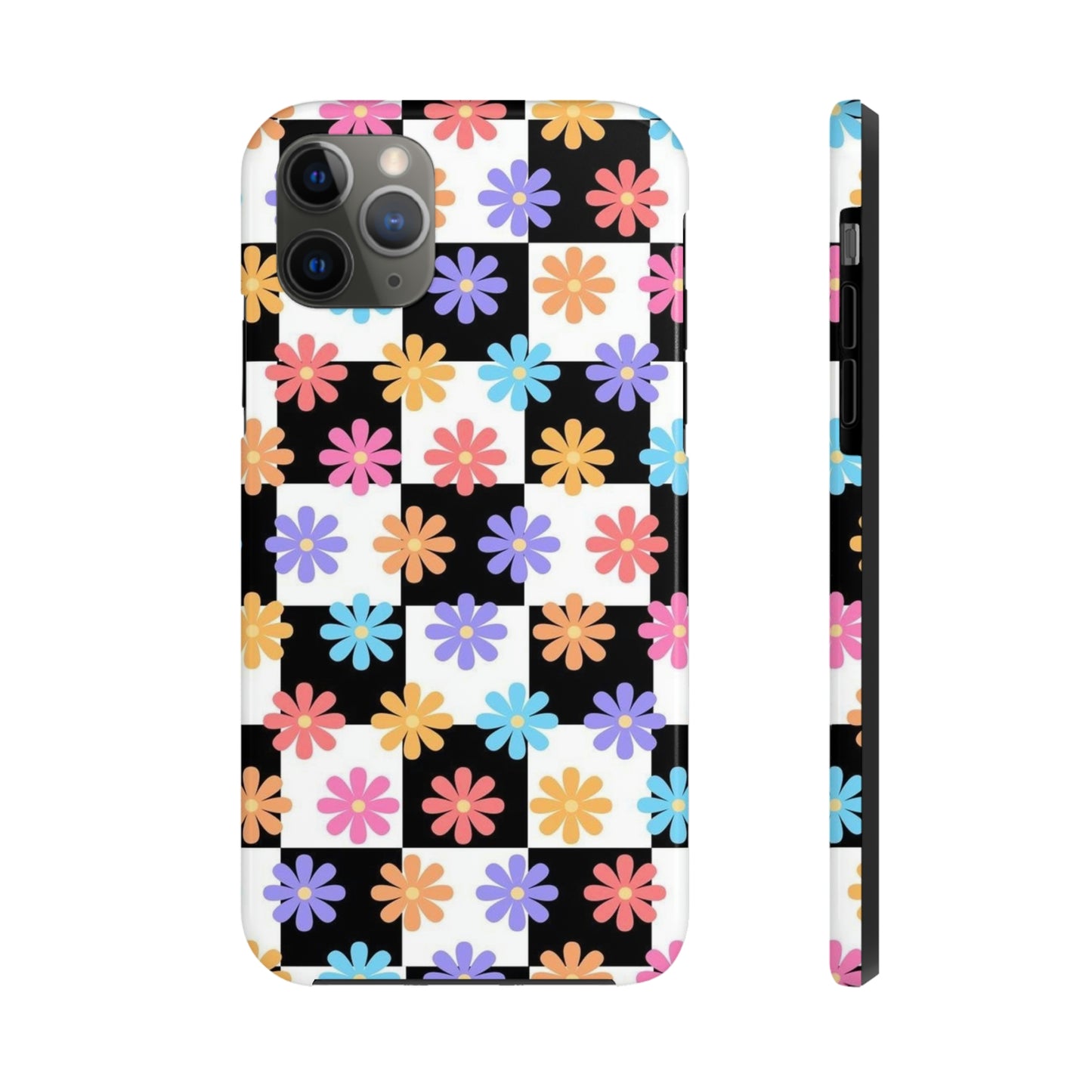 Checkered flower phone case/ for iPhone/ Floral collection /Tough Phone Cases, Case-Mate