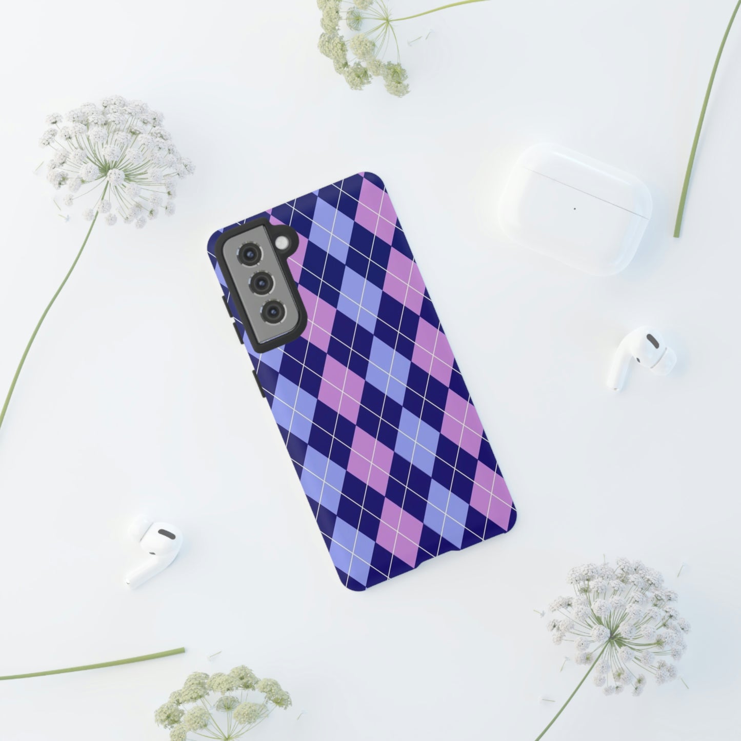 Purple sweater phone case/ for Samsung & Google phone/ plaid collection/ Tough Phone Cases