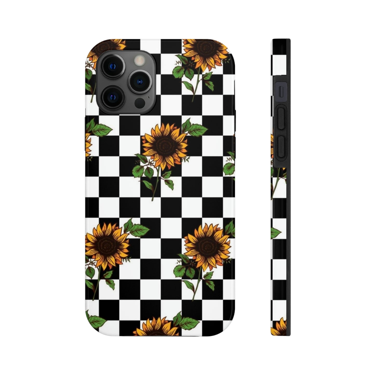 Checkered Sunflower phone case/ for iPhone  /Floral collection /Tough Phone Cases, Case-Mate