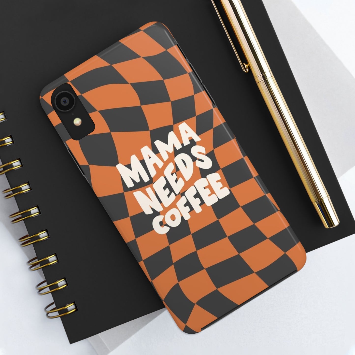 Momma Needs Coffee, for iPhone plaid collection Tough Phone Cases, Case-Mate