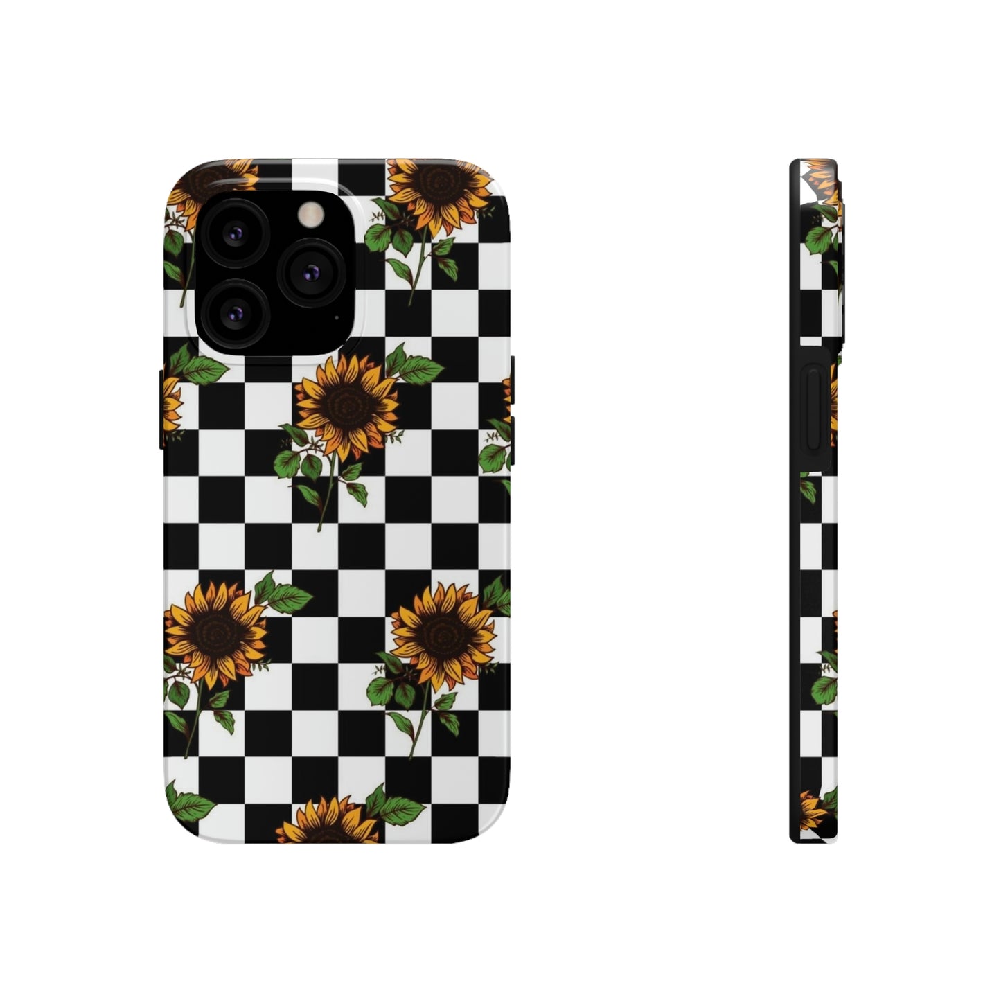 Checkered Sunflower phone case/ for iPhone  /Floral collection /Tough Phone Cases, Case-Mate