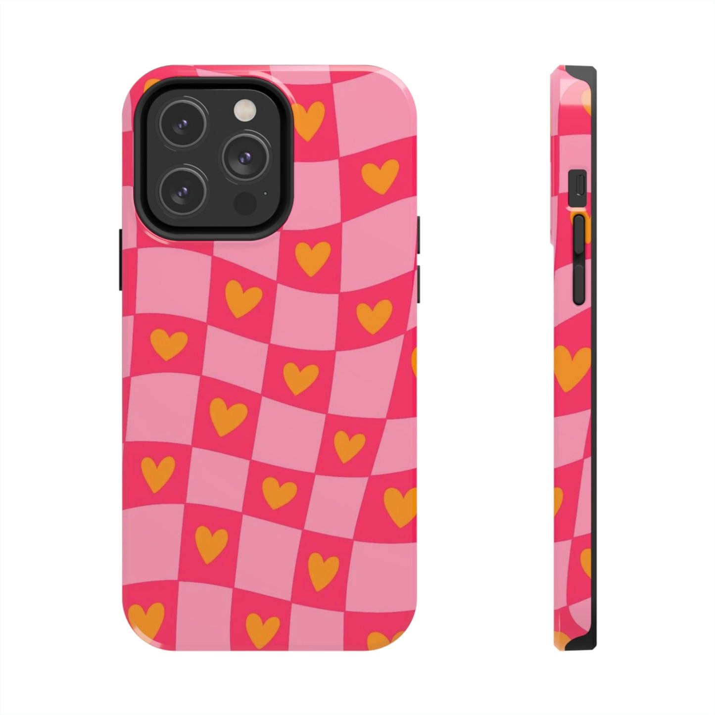 Checkered hearts phone case / for iPhone/ heart collection Tough Phone Cases,