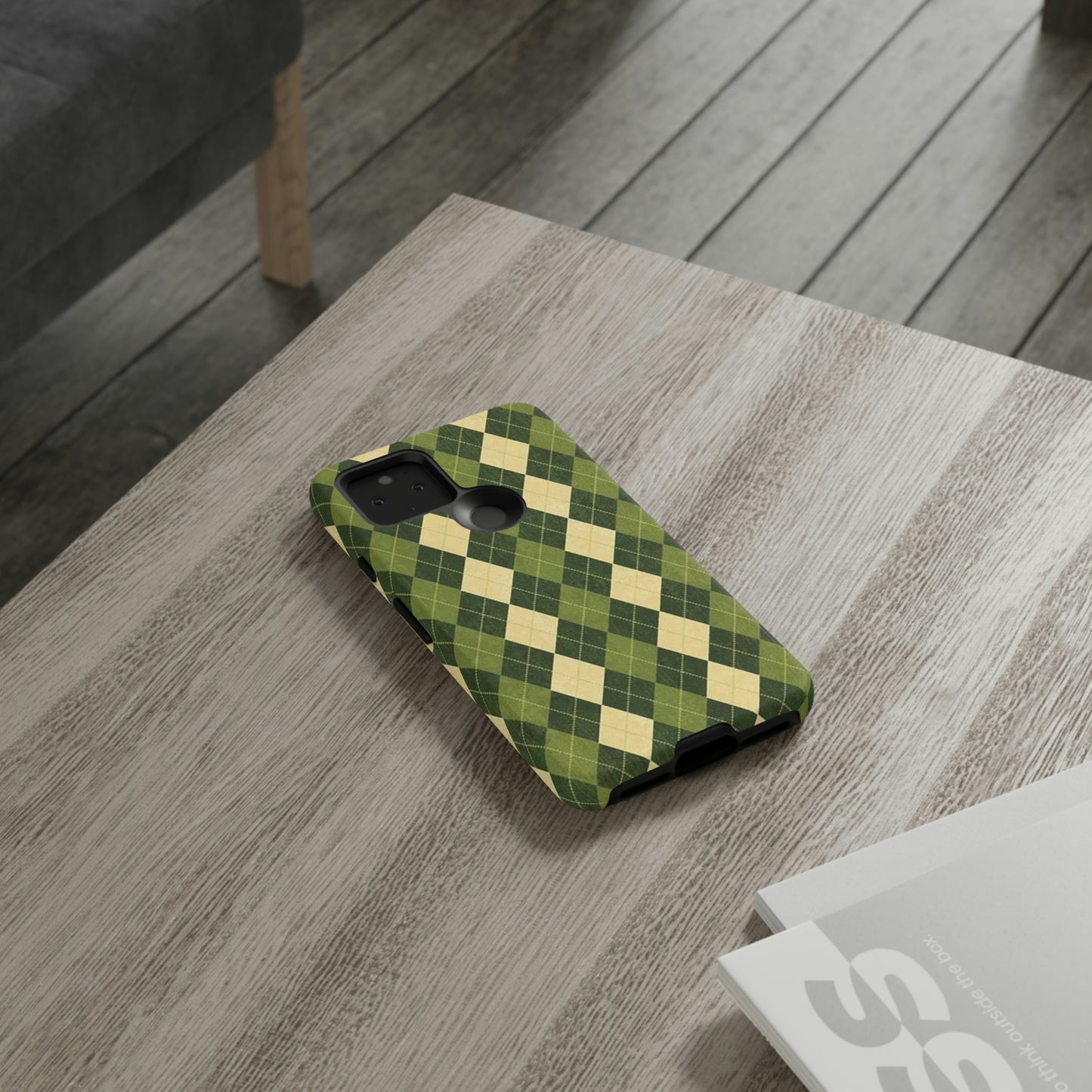 Green plaid sweater phone case/ for Samsung & Google phone/ plaid collection/ Tough Phone Cases