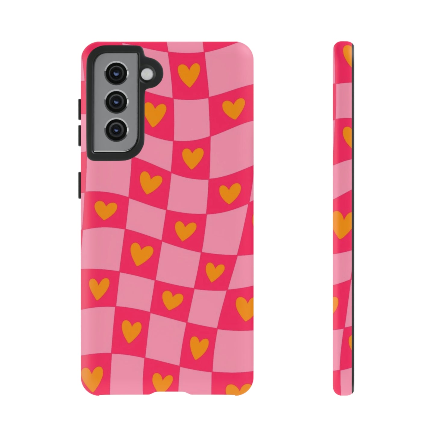 Checkered hearts phone case / for Samsung & Google phones/ heart collection /Tough Cases