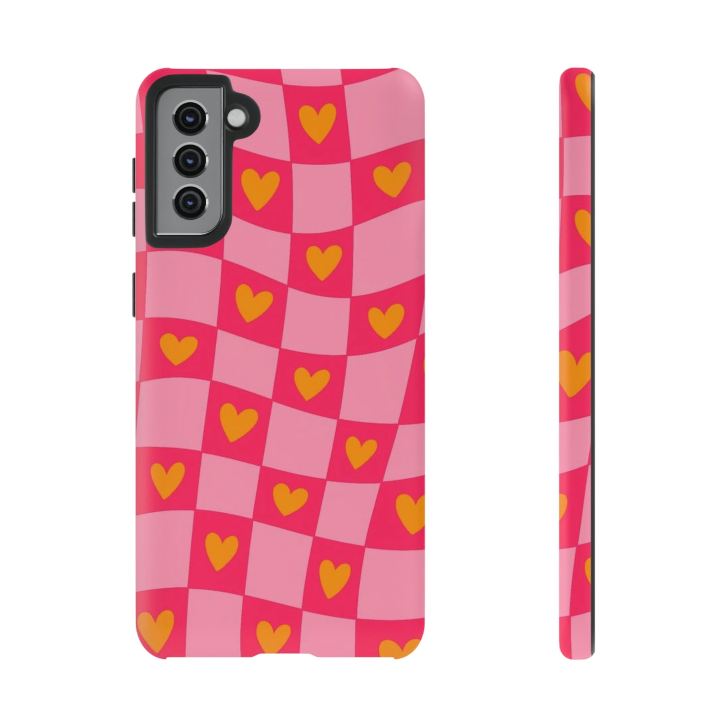 Checkered hearts phone case / for Samsung & Google phones/ heart collection /Tough Cases