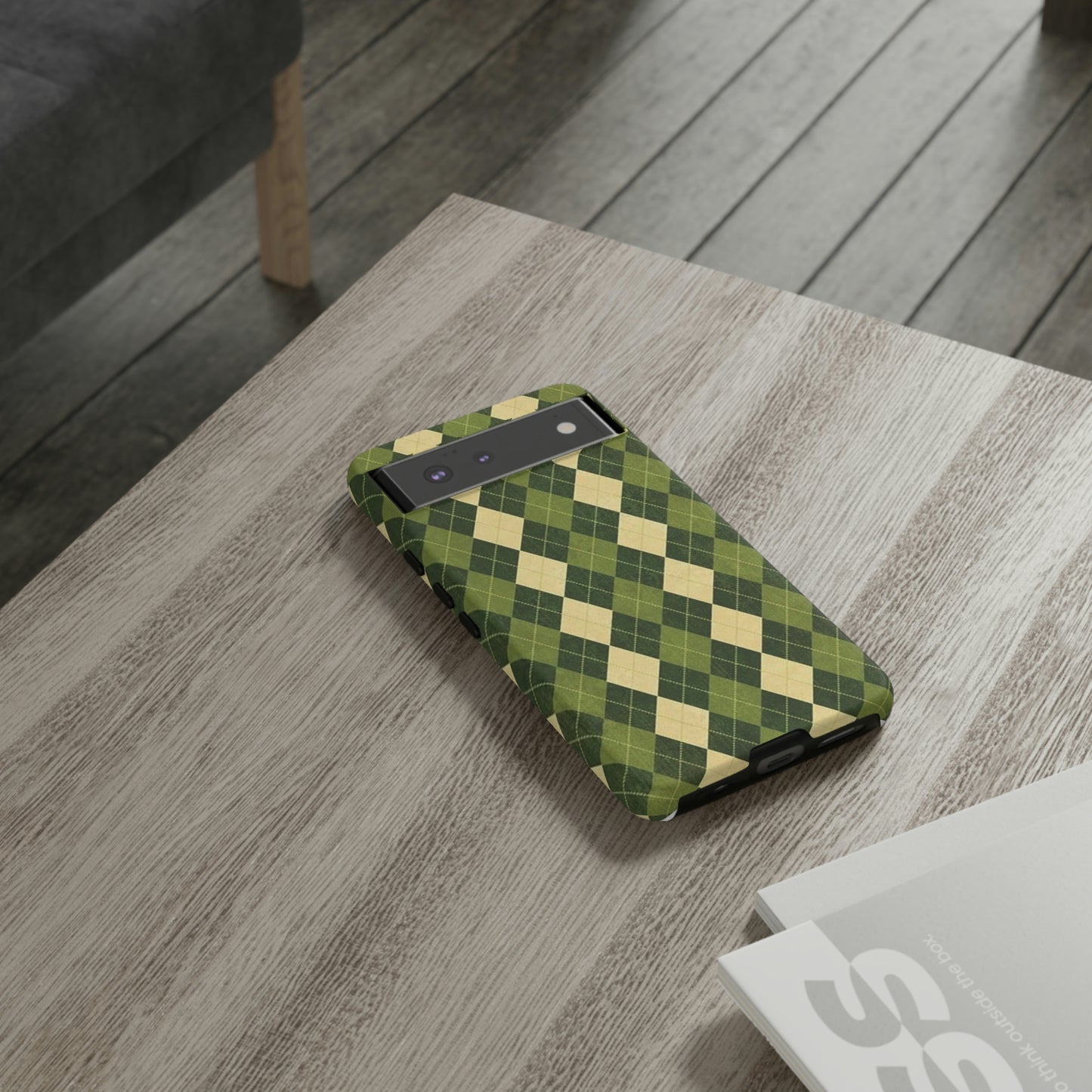 Green plaid sweater phone case/ for Samsung & Google phone/ plaid collection/ Tough Phone Cases