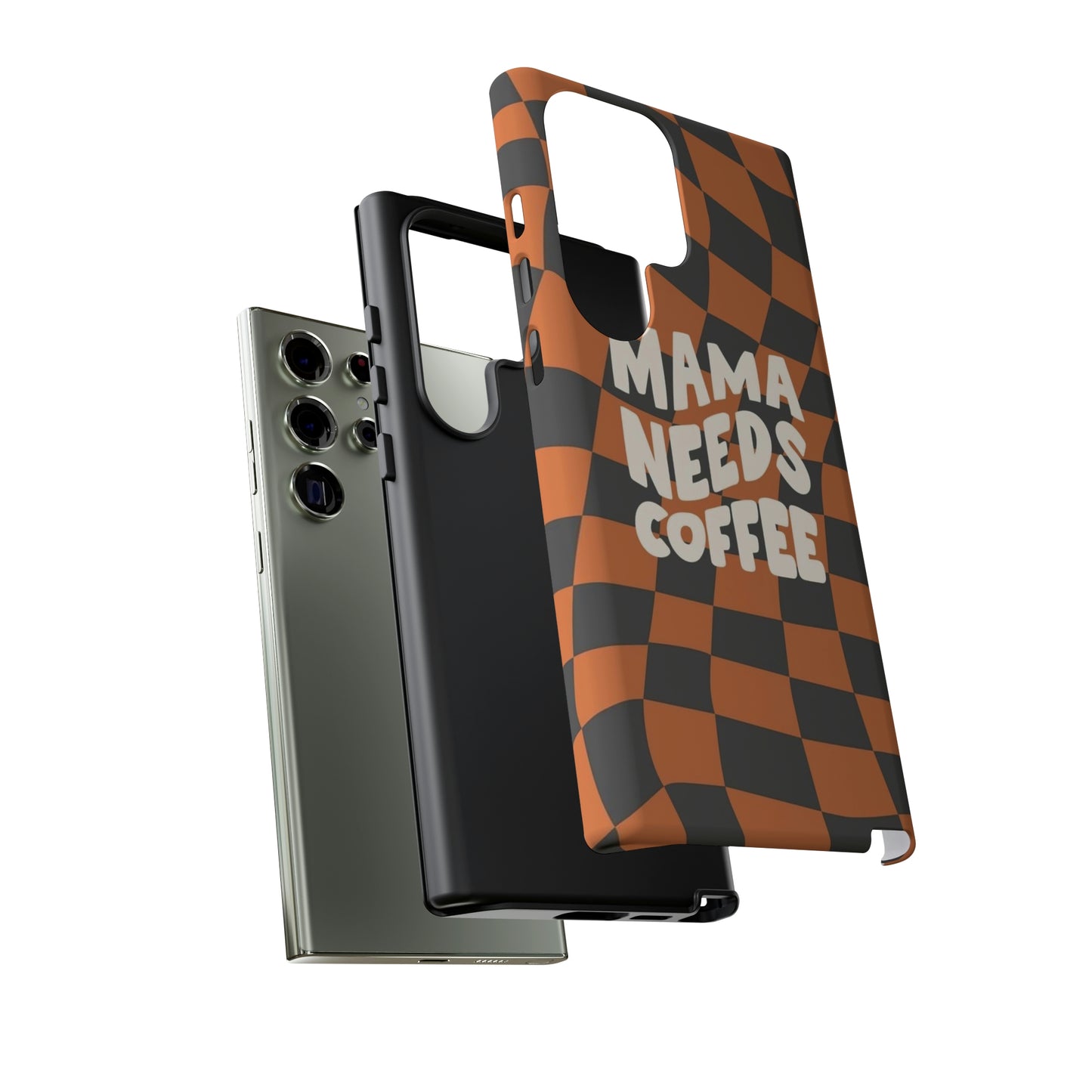 Mamma needs coffee, phone case for Samsung & Google phones, Plaid collection/Tough Cases