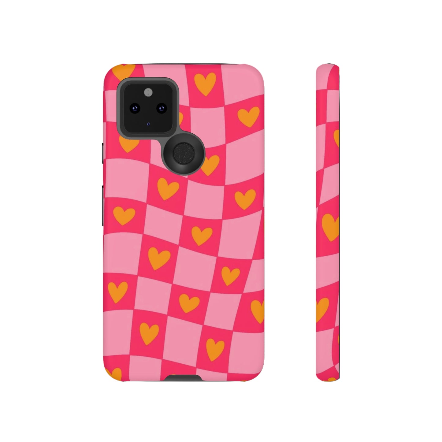 Checkered hearts phone case / for Samsung & Google phones/ heart collection /Tough Cases