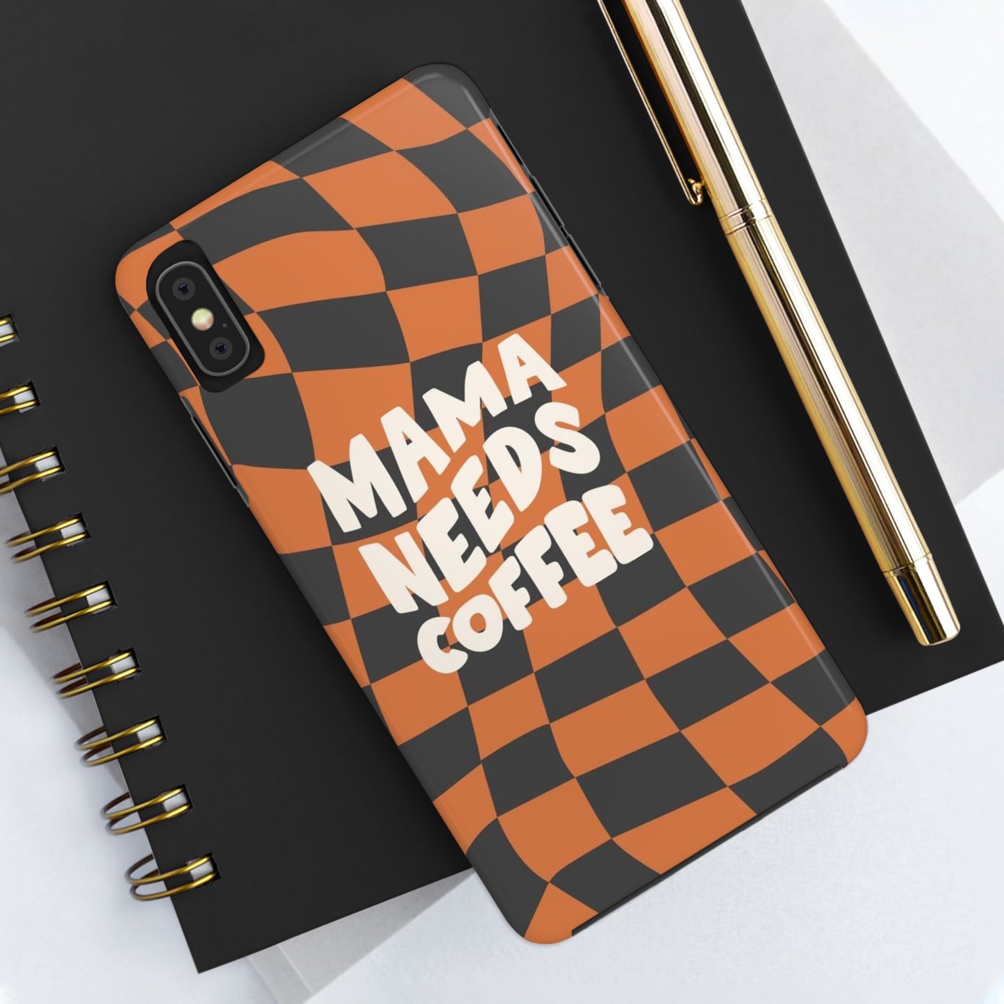 Momma Needs Coffee, for iPhone plaid collection Tough Phone Cases, Case-Mate