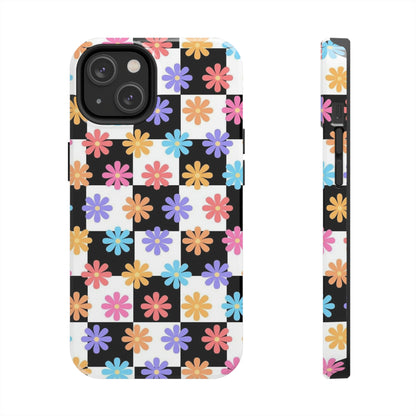 Checkered flower phone case/ for iPhone/ Floral collection /Tough Phone Cases, Case-Mate