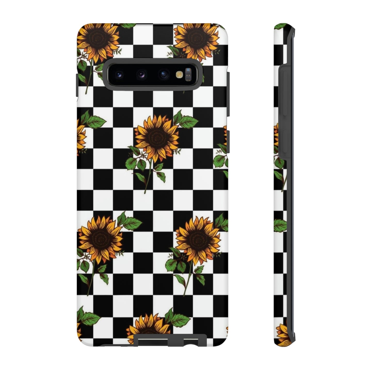 Checkered sunflower phone case/ for Samsung & Google phones/ floral collection/Tough Cases