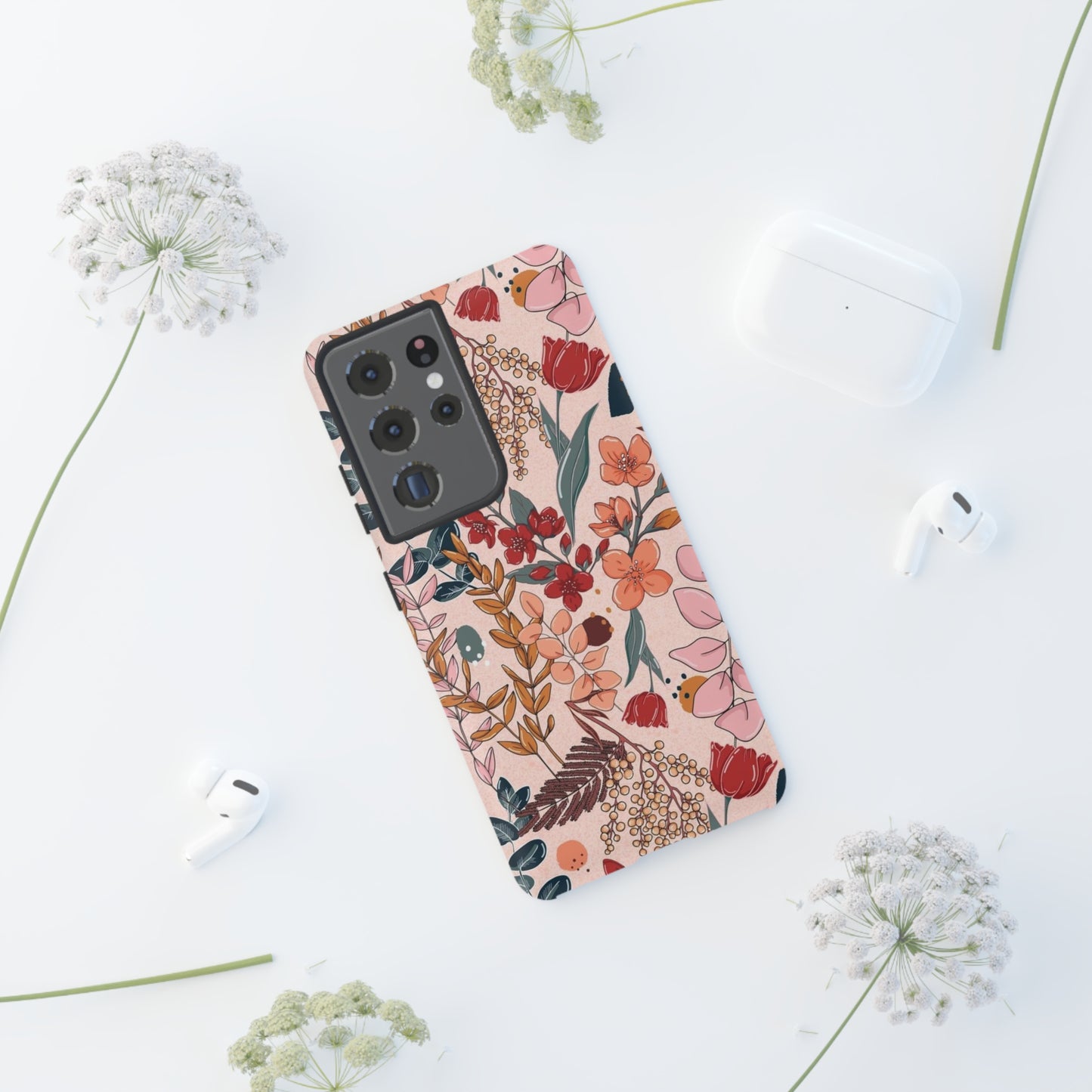 Pink Floral phone case for Samsung & Google phone/Tough Cases/ Floral Collection