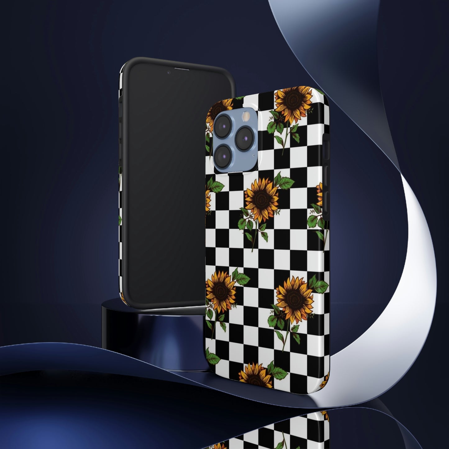 Checkered Sunflower phone case/ for iPhone  /Floral collection /Tough Phone Cases, Case-Mate