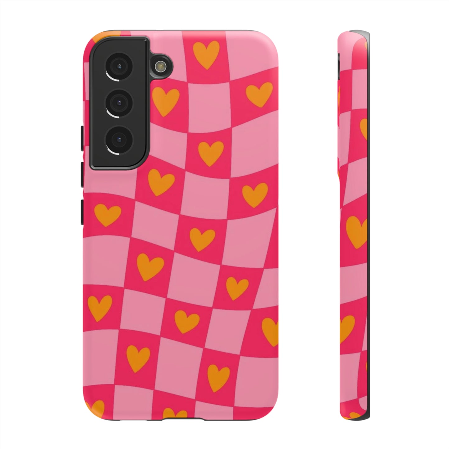 Checkered hearts phone case / for Samsung & Google phones/ heart collection /Tough Cases