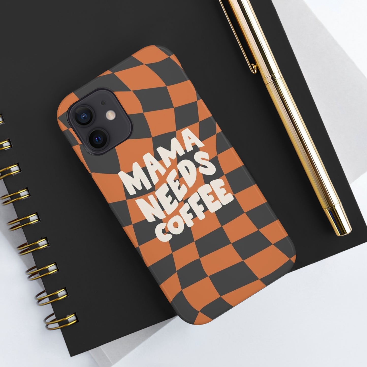 Momma Needs Coffee, for iPhone plaid collection Tough Phone Cases, Case-Mate