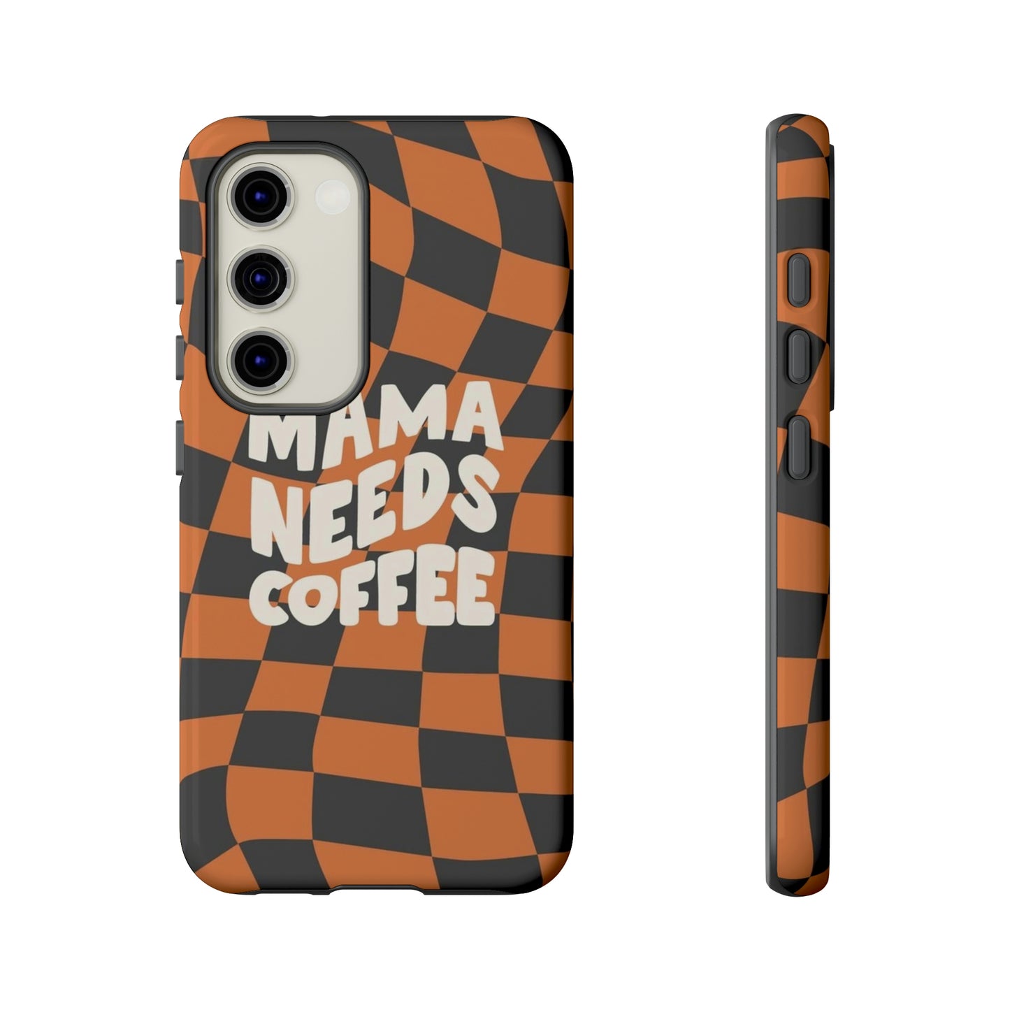 Mamma needs coffee, phone case for Samsung & Google phones, Plaid collection/Tough Cases