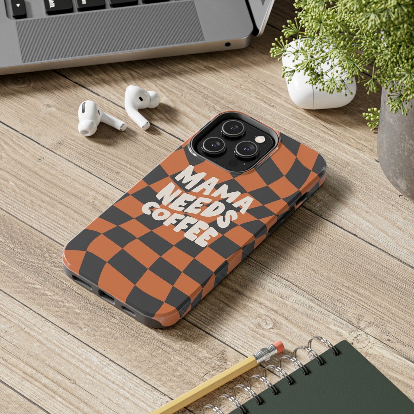 Momma Needs Coffee, for iPhone plaid collection Tough Phone Cases, Case-Mate