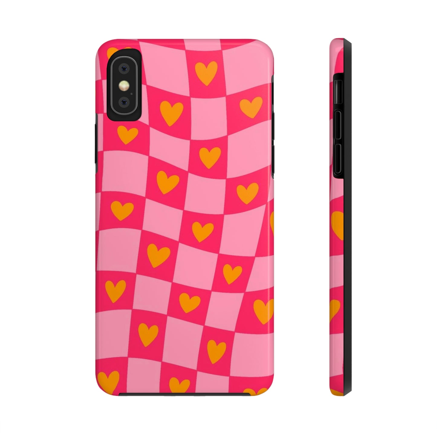 Checkered hearts phone case / for iPhone/ heart collection Tough Phone Cases,