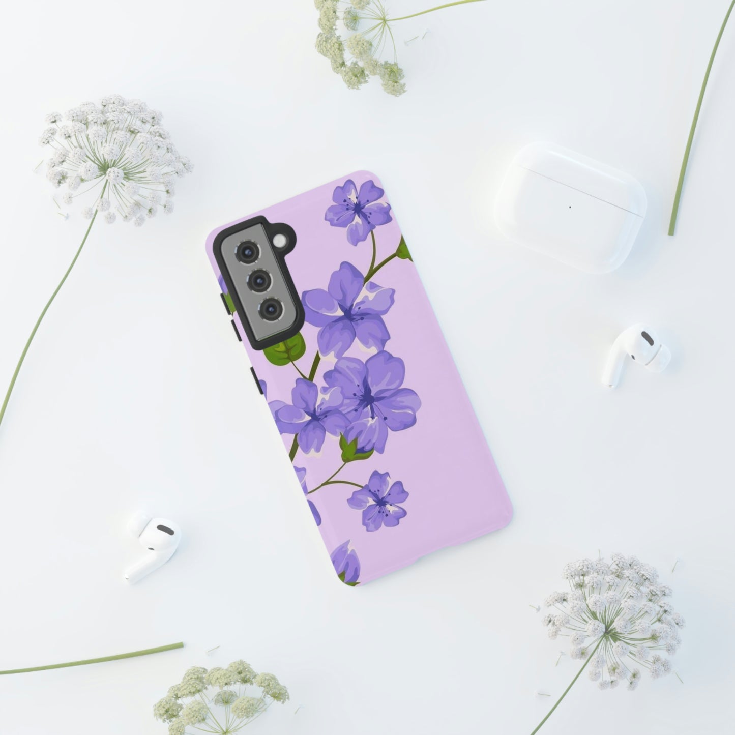 Purple Floral case for Samsung & Google phone./Tough Cases/ Floral collection