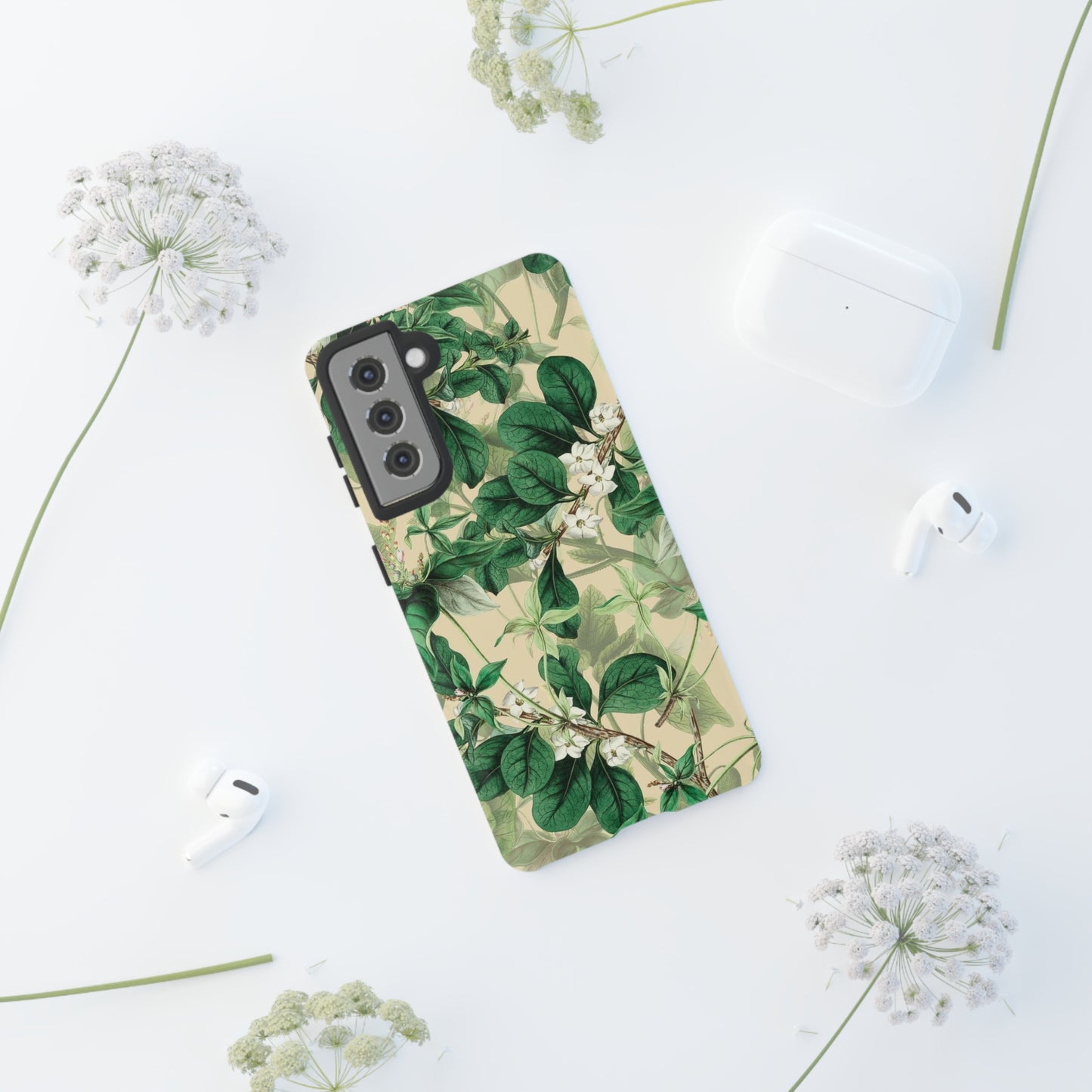 Green Petal phone case, for Samsung & Google phone./ Floral Collection