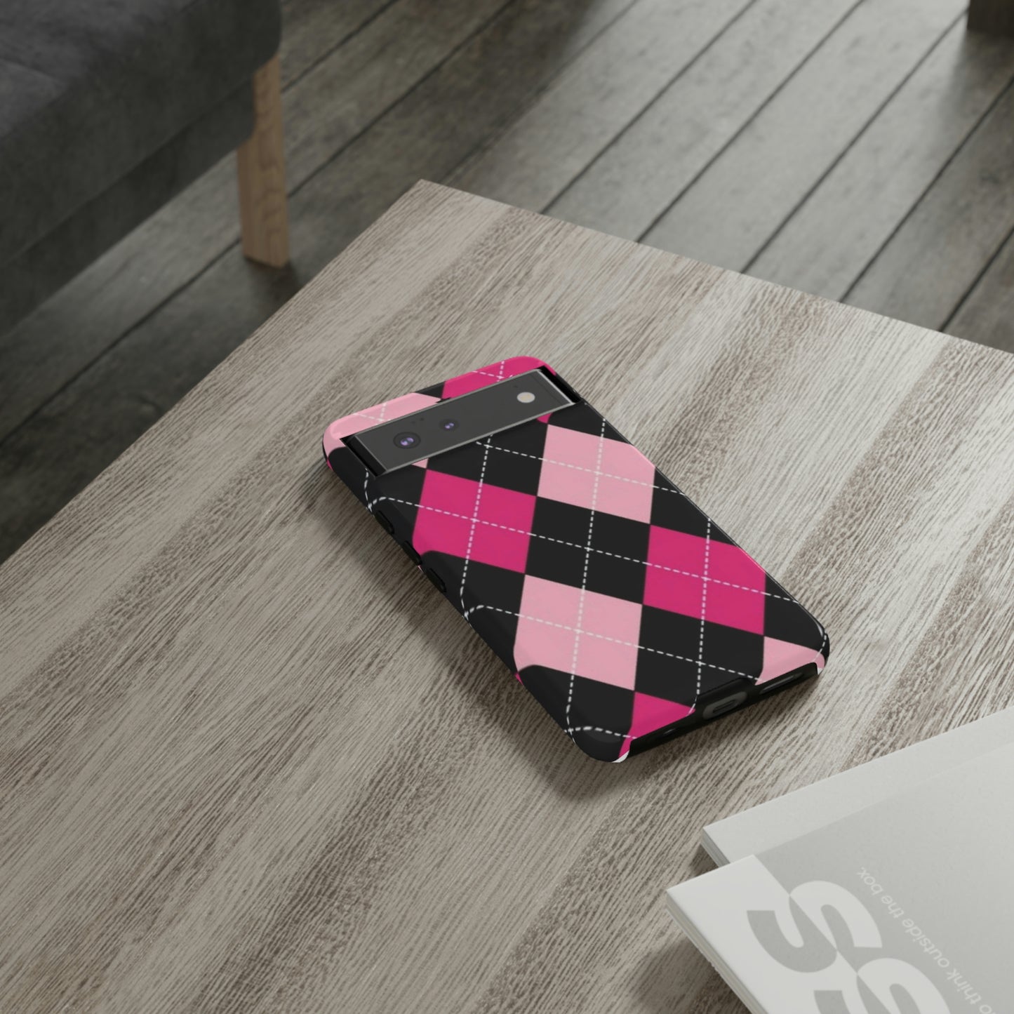 Pink Diamond phone case/ for Samsung & Google phones/ plaid collection/ Tough Phone Cases