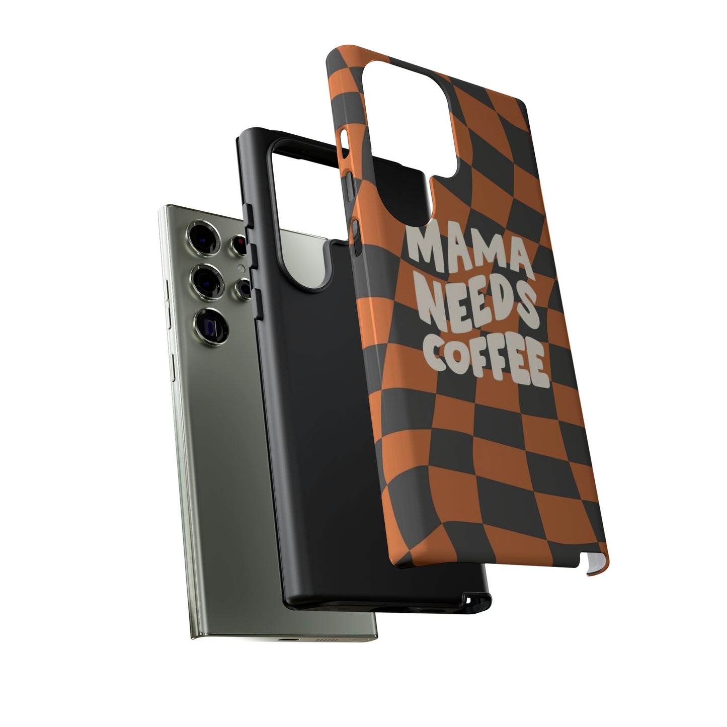 Mamma needs coffee, phone case for Samsung & Google phones, Plaid collection/Tough Cases