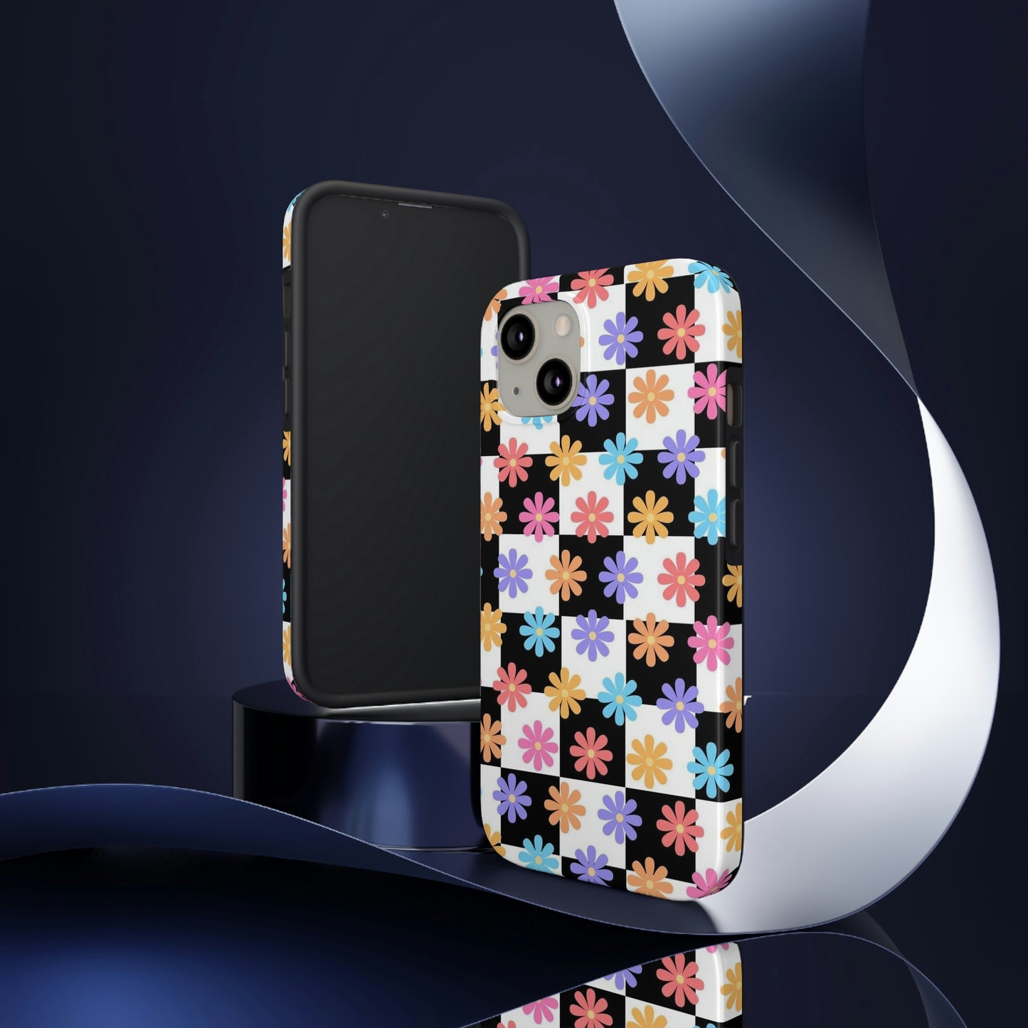 Checkered flower phone case/ for iPhone/ Floral collection /Tough Phone Cases, Case-Mate