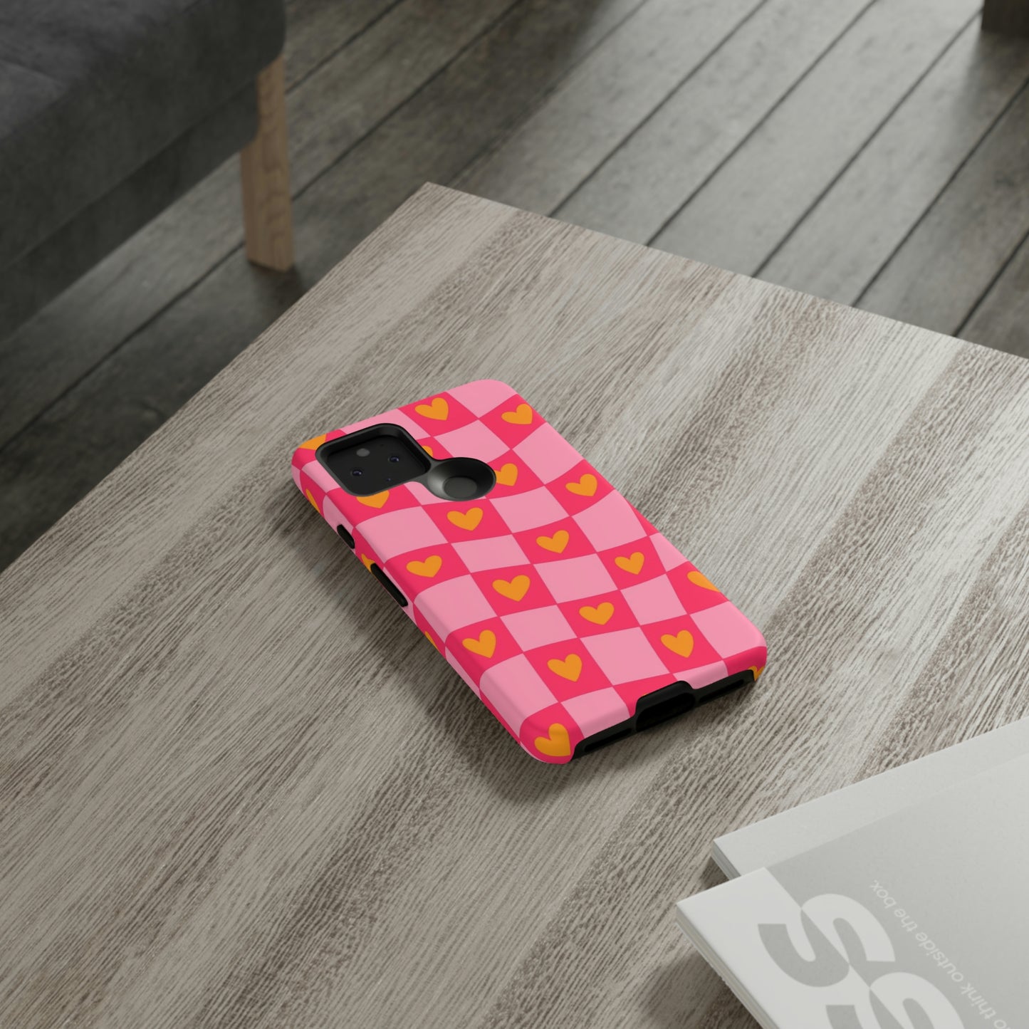 Checkered hearts phone case / for Samsung & Google phones/ heart collection /Tough Cases