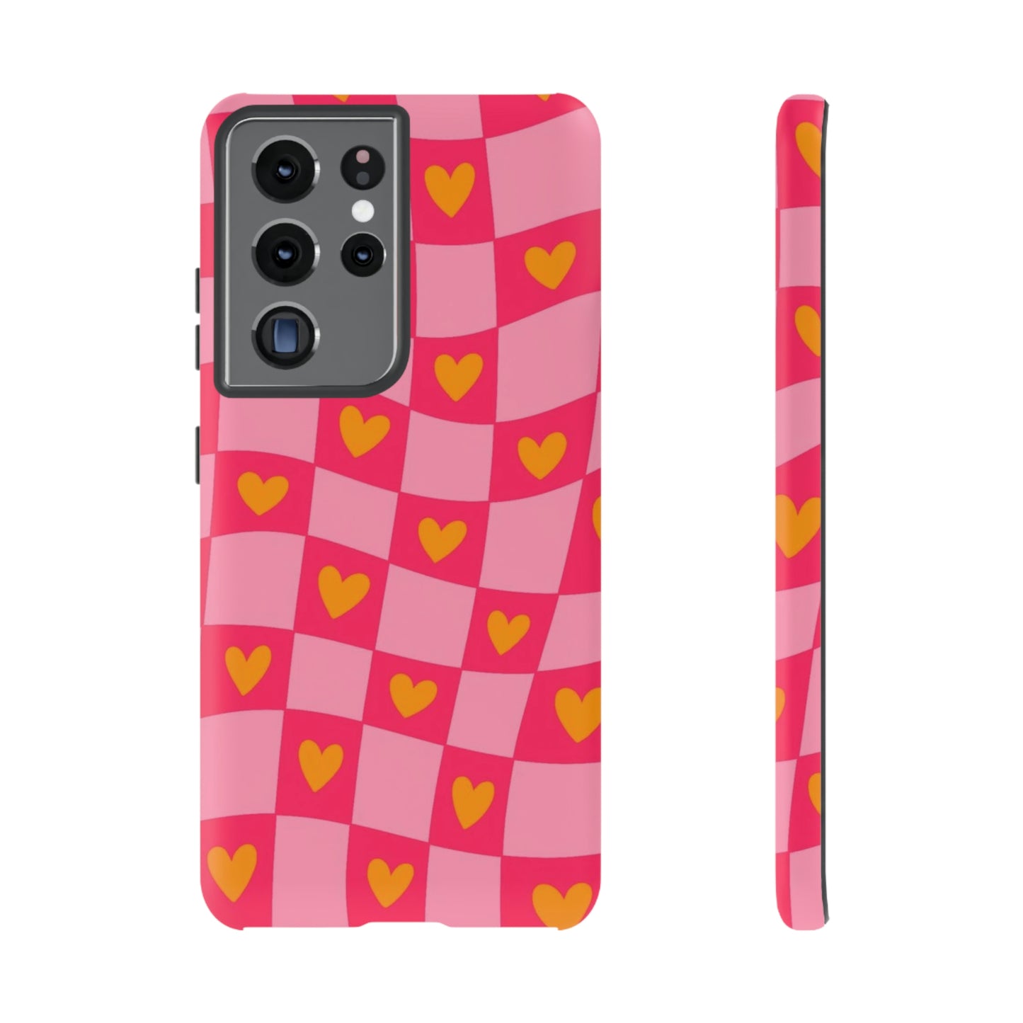 Checkered hearts phone case / for Samsung & Google phones/ heart collection /Tough Cases