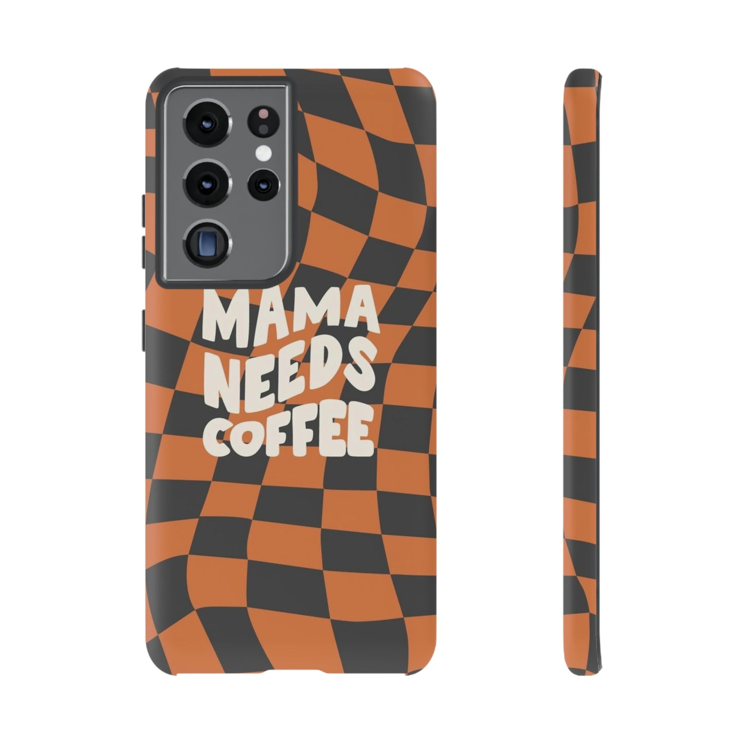 Mamma needs coffee, phone case for Samsung & Google phones, Plaid collection/Tough Cases