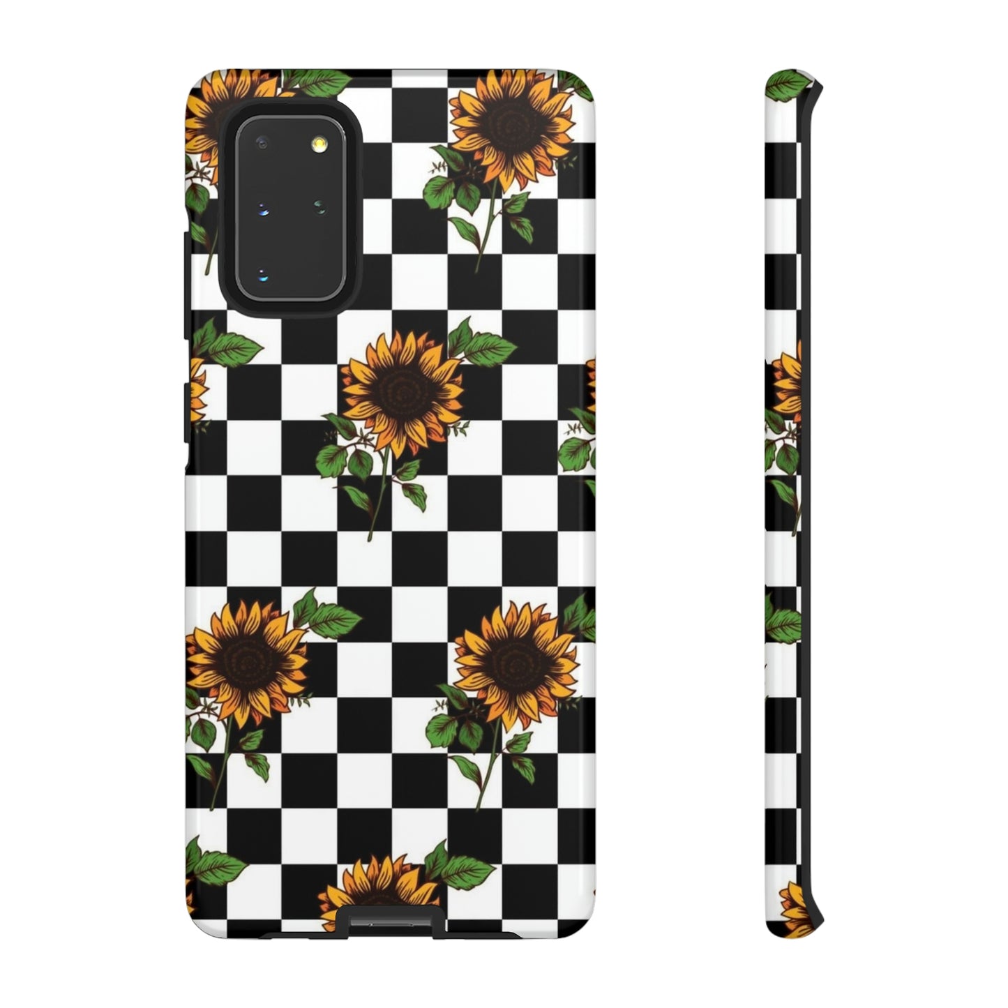 Checkered sunflower phone case/ for Samsung & Google phones/ floral collection/Tough Cases