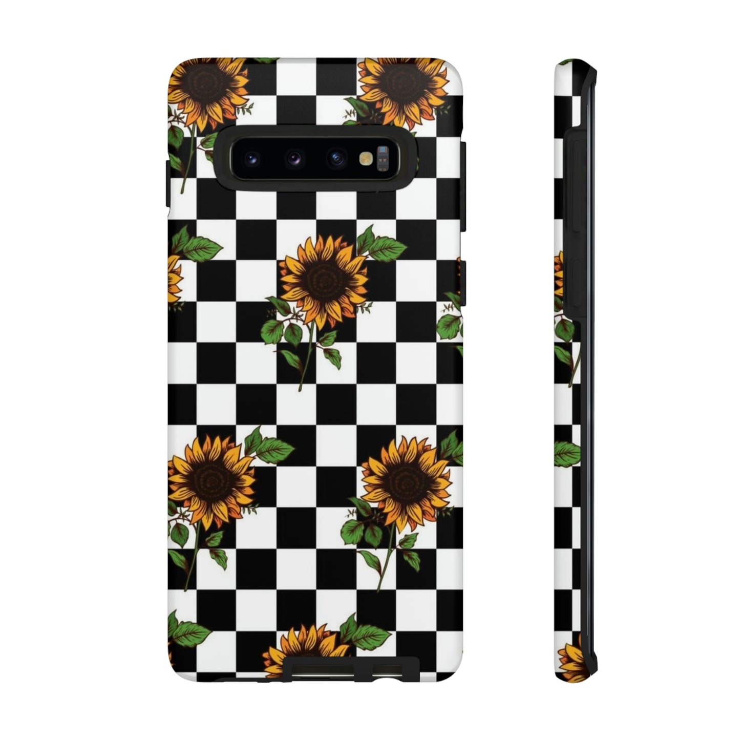 Checkered sunflower phone case/ for Samsung & Google phones/ floral collection/Tough Cases