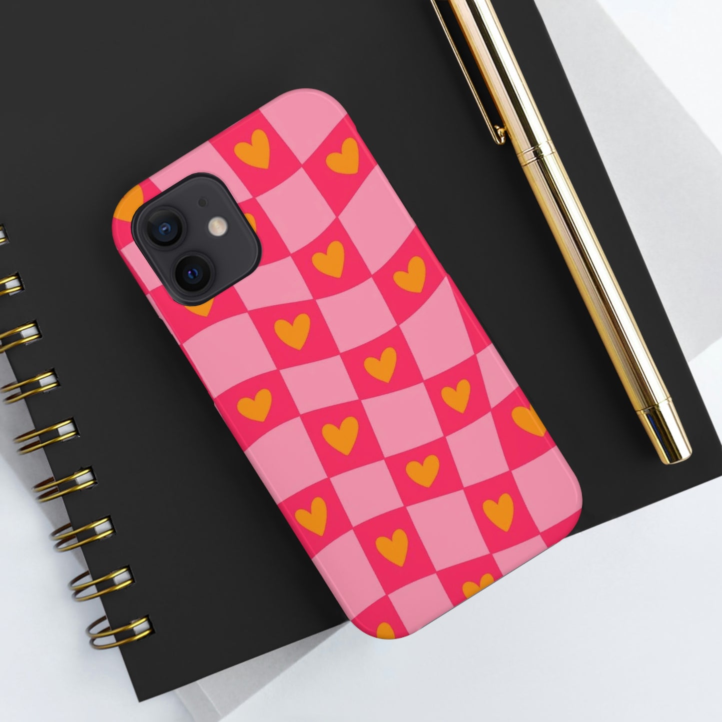 Checkered hearts phone case / for iPhone/ heart collection Tough Phone Cases,