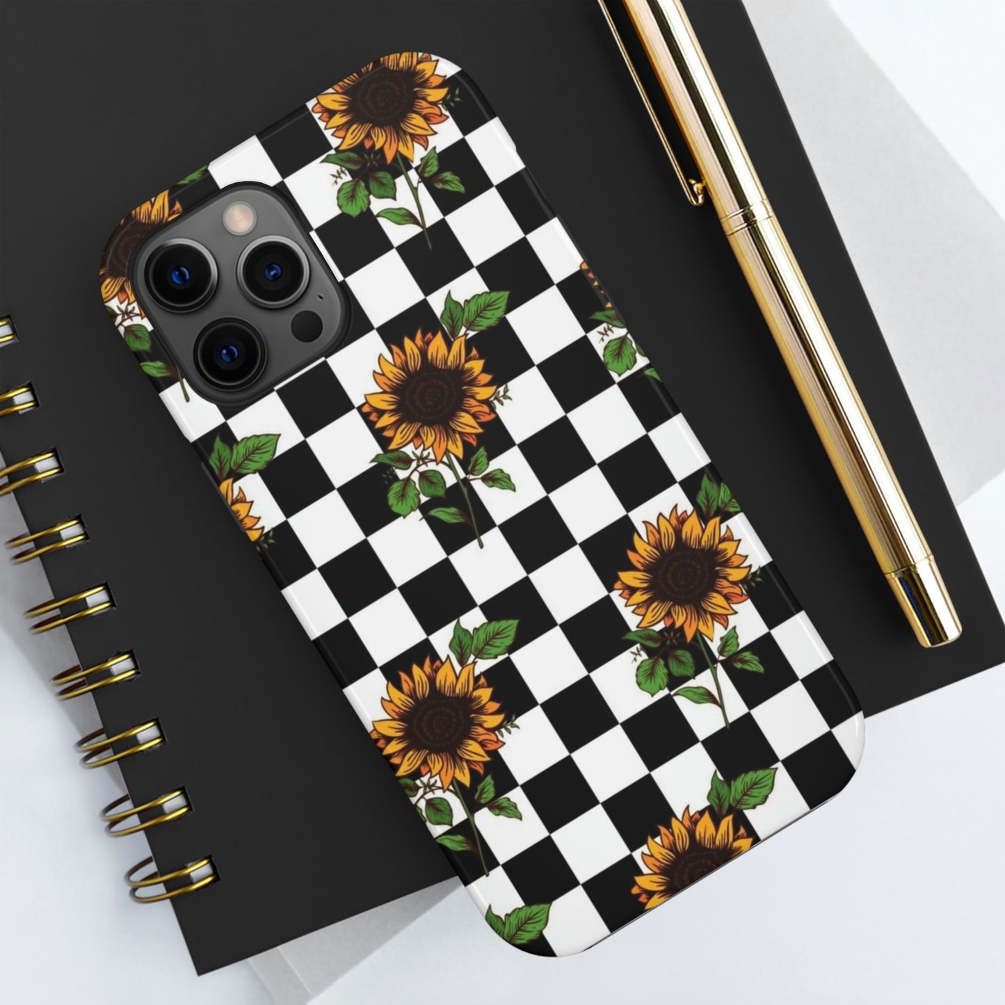 Checkered Sunflower phone case/ for iPhone  /Floral collection /Tough Phone Cases, Case-Mate