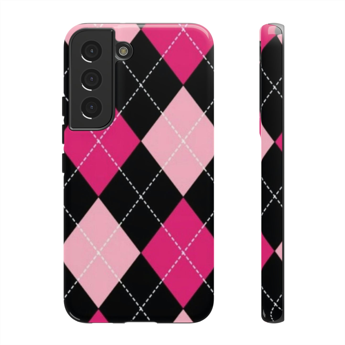 Pink Diamond phone case/ for Samsung & Google phones/ plaid collection/ Tough Phone Cases