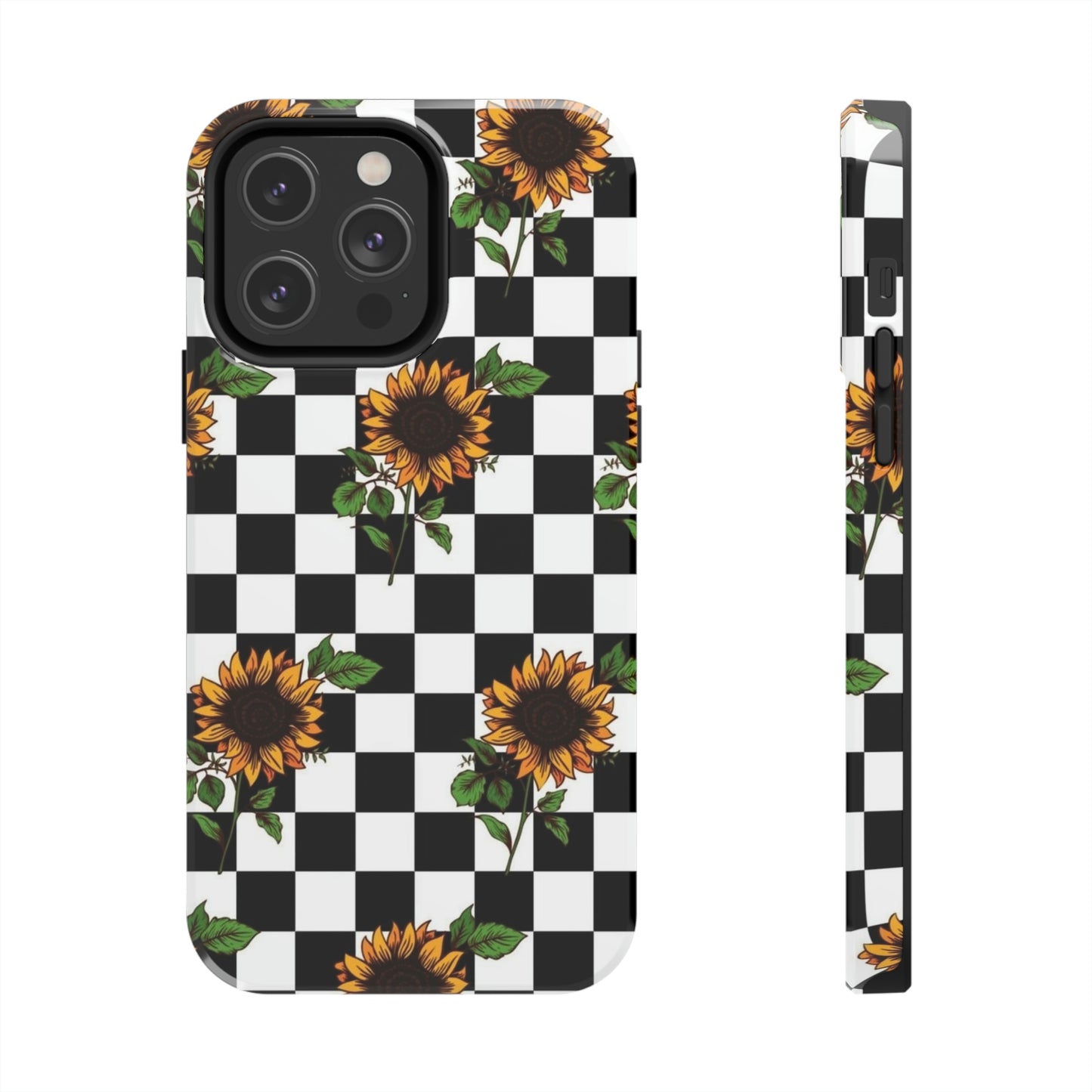 Checkered Sunflower phone case/ for iPhone  /Floral collection /Tough Phone Cases, Case-Mate