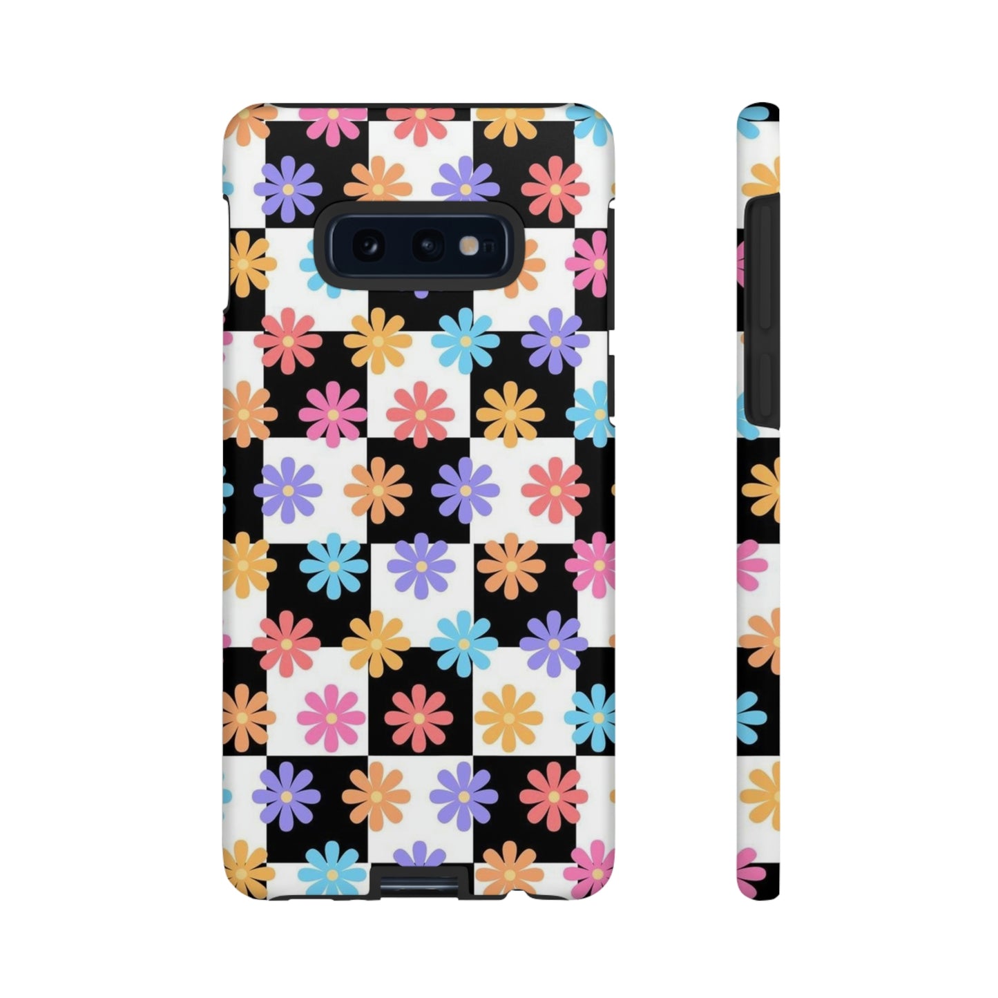 Checkered flower phone case/ for Samsung & Google Phones/ Floral collection/ Tough Phone Cases